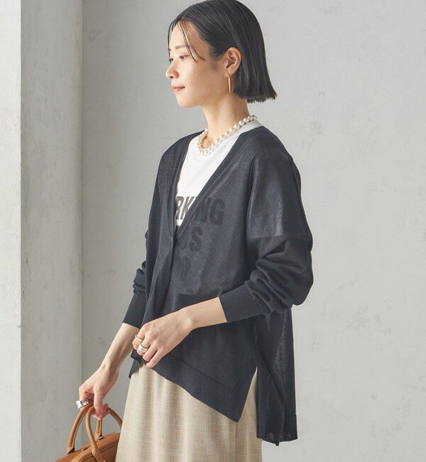 SHIPS for women「〈手洗い可能〉18G フィルミーコットン Vネック 1ボタン カーディガン」|カーディガン|