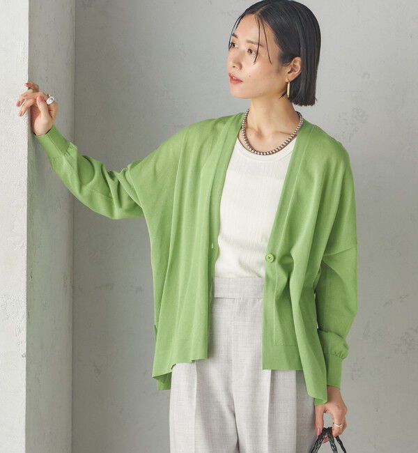 SHIPS for women「〈手洗い可能〉18G フィルミーコットン Vネック 1ボタン カーディガン」|カーディガン|