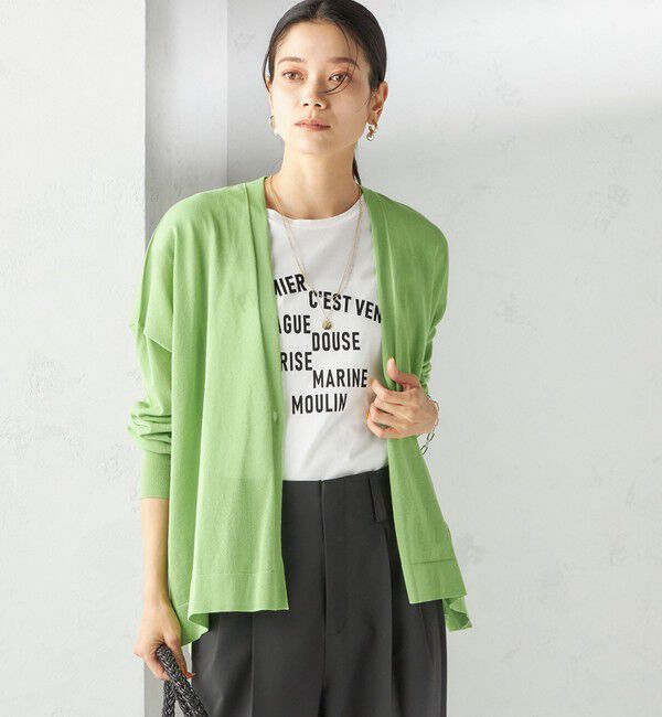 SHIPS for women「〈手洗い可能〉18G フィルミーコットン Vネック 1ボタン カーディガン」|カーディガン|