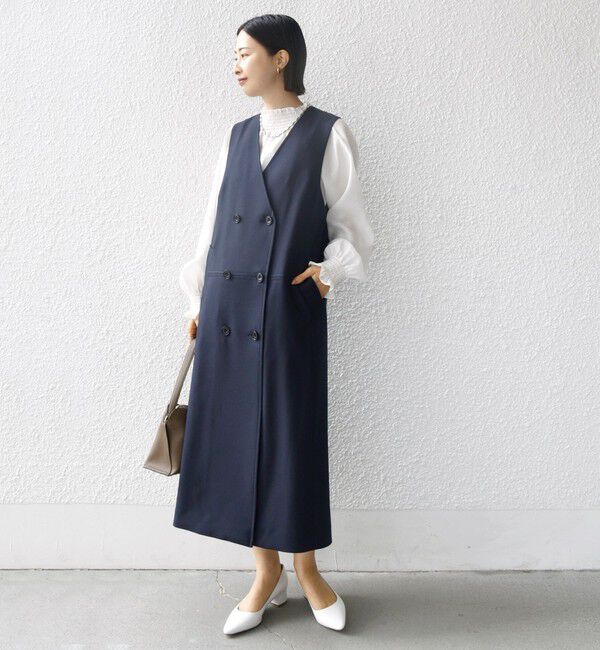 SHIPS for women「〈手洗い可能〉シャークスキン ジレ ワンピース」|ワンピース|