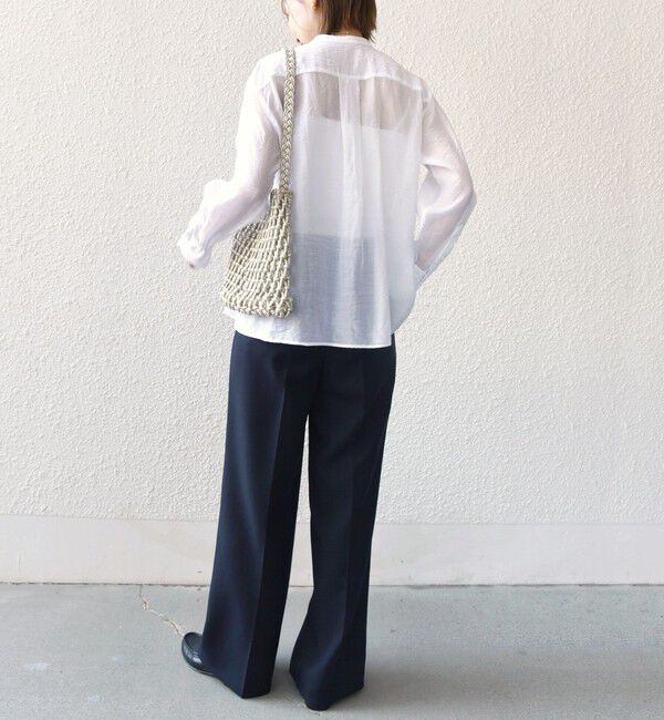 SHIPS for women「【WEB限定】〈洗濯機可能〉シアー プリーツ ヨーク パールモチーフボタン ブラウス」|シャツ・ブラウス|