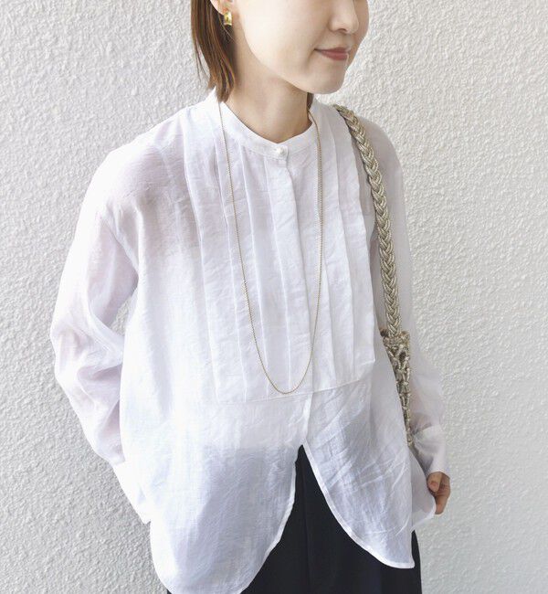 SHIPS for women「【WEB限定】〈洗濯機可能〉シアー プリーツ ヨーク パールモチーフボタン ブラウス」|シャツ・ブラウス|