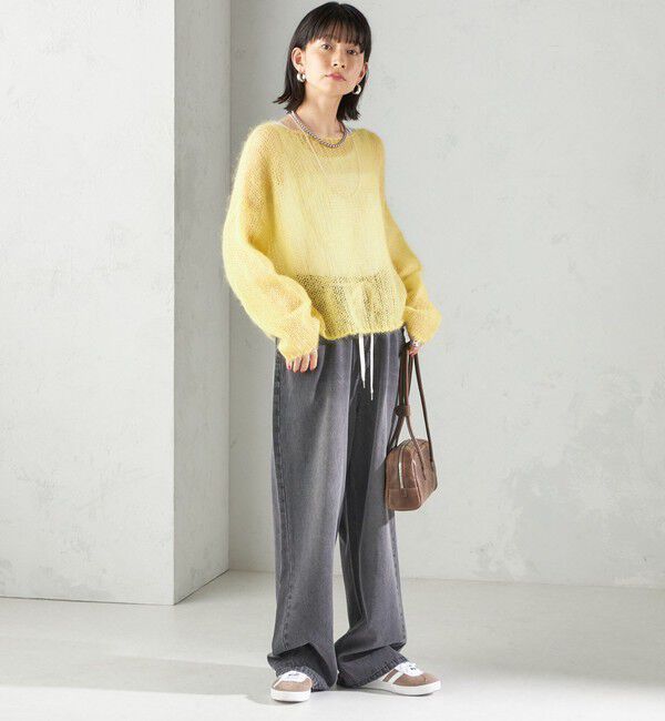 SHIPS for women「〈洗濯機可能〉ドロスト イージー デニム パンツ(ダークグレー)」|デニム|