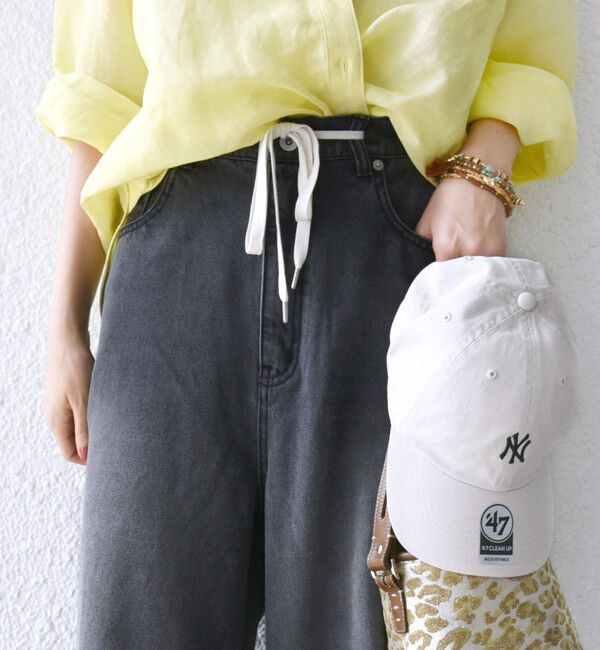 SHIPS for women「〈洗濯機可能〉ドロスト イージー デニム パンツ(ダークグレー)」|デニム|