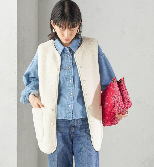 SHIPS for women「〈手洗い可能〉ボア フリース リバーシブル ベスト」|ベスト・ジレ|