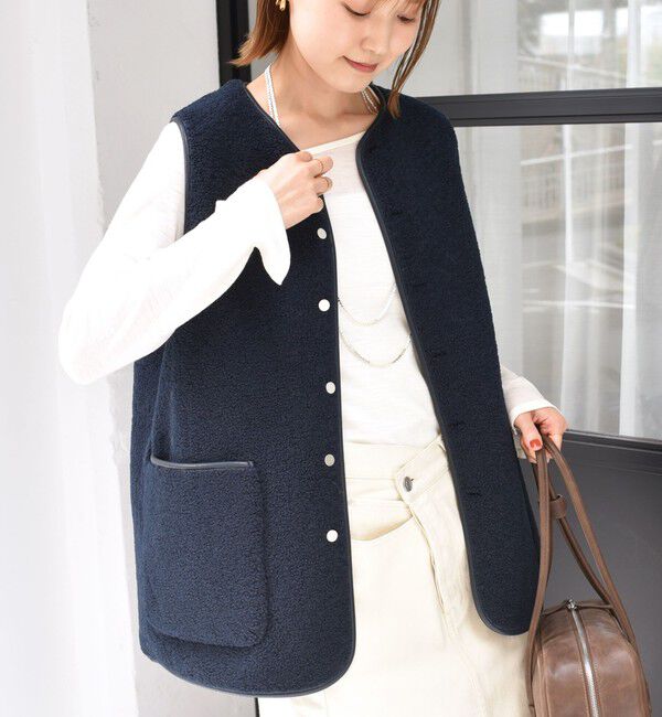 SHIPS for women「〈手洗い可能〉ボア フリース リバーシブル ベスト」|ベスト・ジレ|