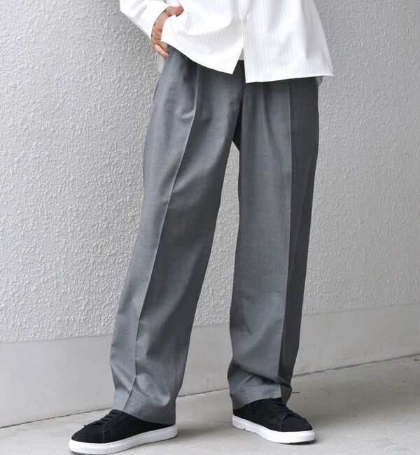 SHIPS any「SHIPS any: LIM BLESS ソリッド/ストライプ 2プリーツ セミワイド イージーパンツ(セットアップ対応)◇」|チノ|チャコールグレー