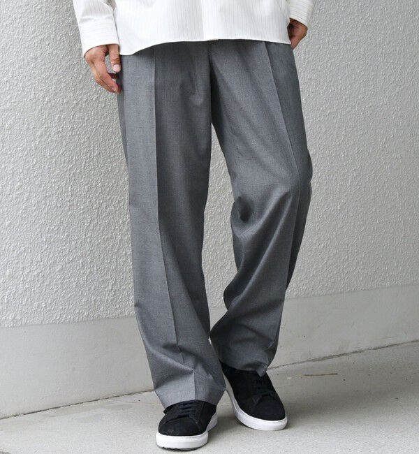 SHIPS any「SHIPS any: LIM BLESS ソリッド/ストライプ 2プリーツ セミワイド イージーパンツ(セットアップ対応)◇」|チノ|