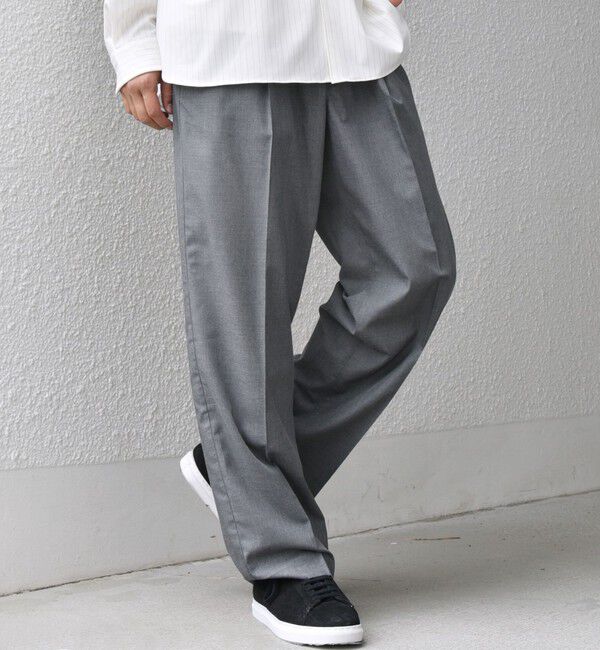 SHIPS any「SHIPS any: LIM BLESS ソリッド/ストライプ 2プリーツ セミワイド イージーパンツ(セットアップ対応)◇」|チノ|