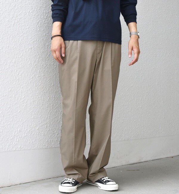 SHIPS any「SHIPS any: LIM BLESS ソリッド/ストライプ 2プリーツ セミワイド イージーパンツ(セットアップ対応)◇」|チノ|