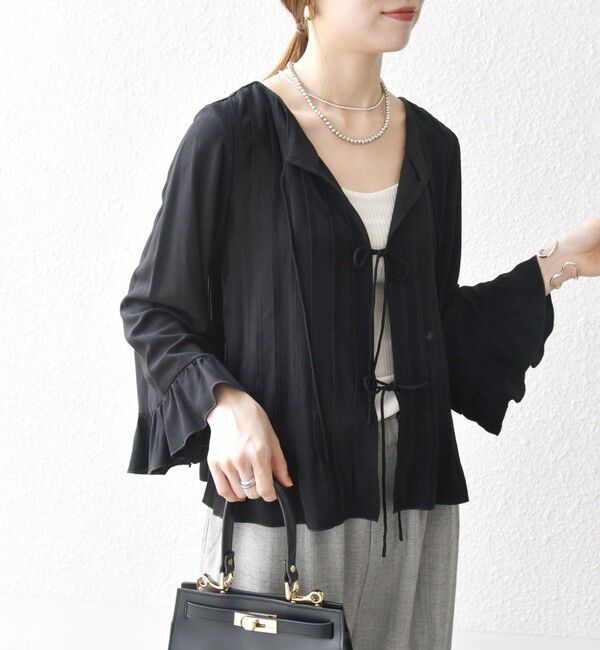 SHIPS any「SHIPS any:〈洗濯機可能〉ラッフル リボン ピンタック フレアスリーブ ブラウス」|シャツ・ブラウス|