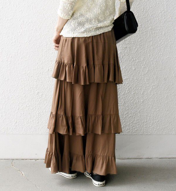 SHIPS any「SHIPS any:〈洗濯機可能〉ティアード ラッフル マキシ スカート」|スカート|