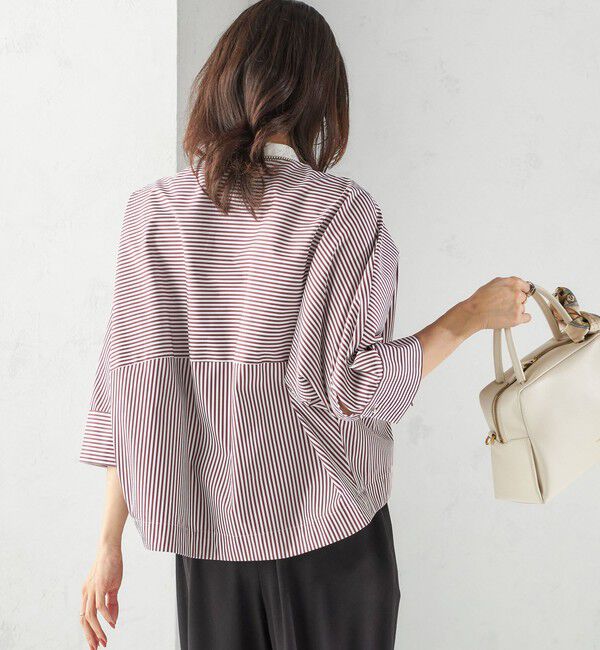 SHIPS for women「〈手洗い可能〉綿 ポリエステル ストライプ 羽織 シャツ」|シャツ・ブラウス|