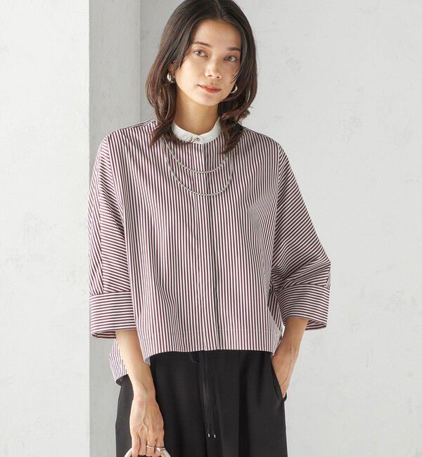 SHIPS for women「〈手洗い可能〉綿 ポリエステル ストライプ 羽織 シャツ」|シャツ・ブラウス|