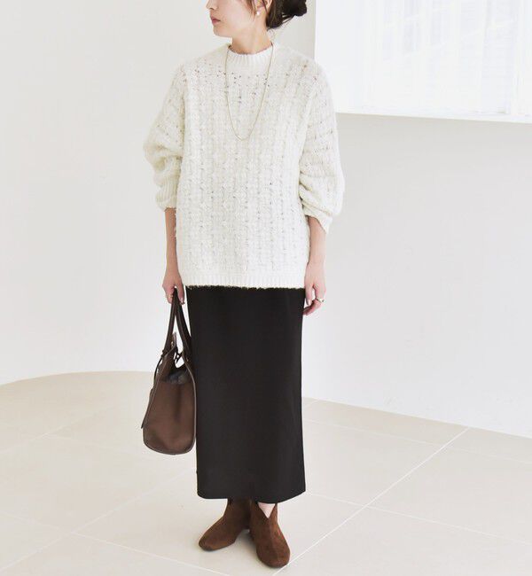 quaranciel「quaranciel:〈手洗い可能〉透かし編み クルーネック ドルマン ルーズ ニット プルオーバー」|ニット・セーター|