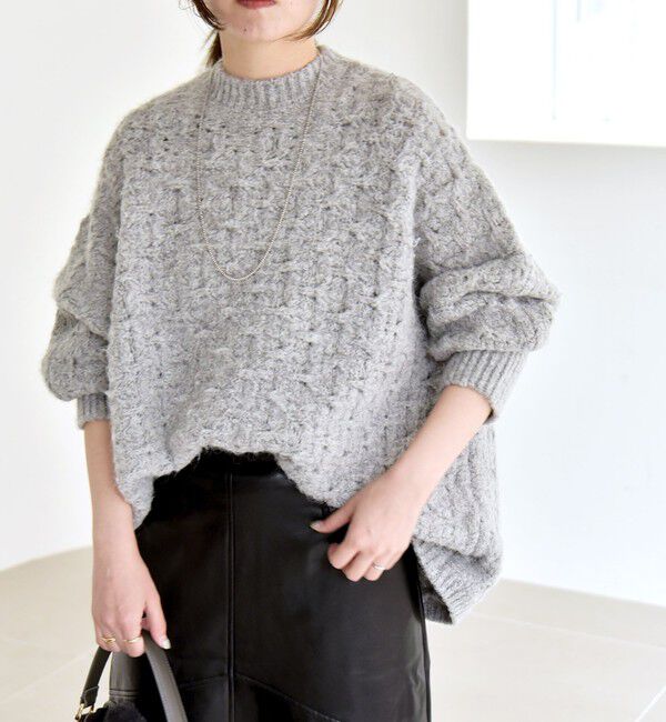 quaranciel「quaranciel:〈手洗い可能〉透かし編み クルーネック ドルマン ルーズ ニット プルオーバー」|ニット・セーター|
