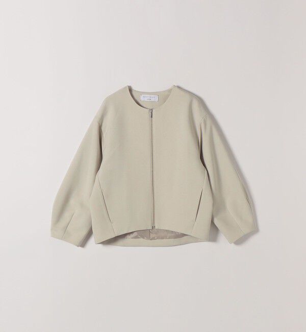 SHIPS any「《一部追加予約》SHIPS any:〈洗濯機可能〉ダブルクロス ノーカラー ジップ ブルゾン［NAVY BLUE］」|ノーカラージャケット|