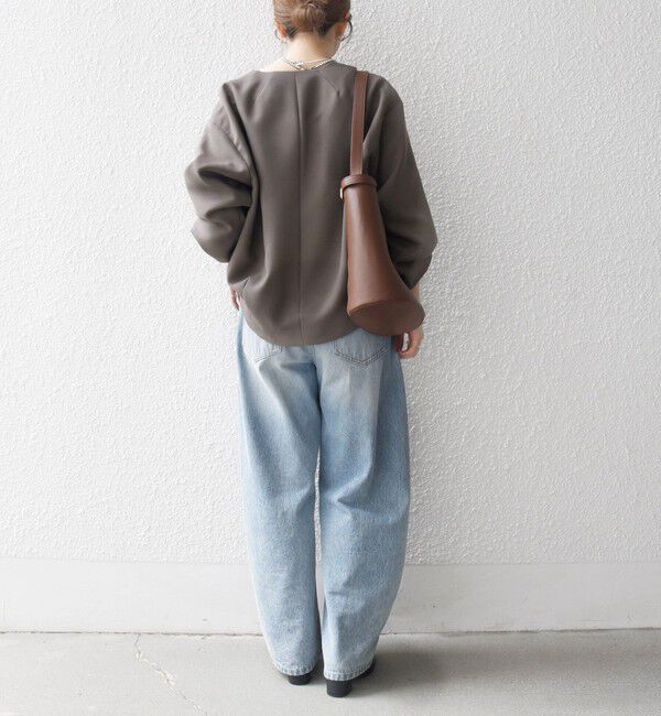 SHIPS any「《一部追加予約》SHIPS any:〈洗濯機可能〉ダブルクロス ノーカラー ジップ ブルゾン［NAVY BLUE］」|ノーカラージャケット|