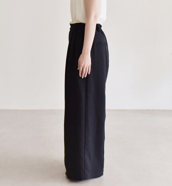 quaranciel「quaranciel:〈洗濯機可能〉ダブルクロス ウエスト ライン タック ワイド パンツ」|その他|