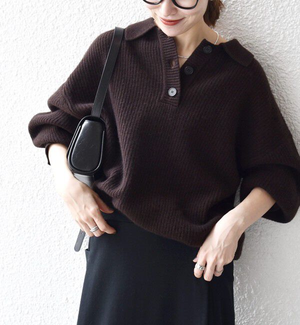 SHIPS any「SHIPS any:〈手洗い可能〉AQUA カシミヤ ミックス ポロ ニット」|ニット・セーター|