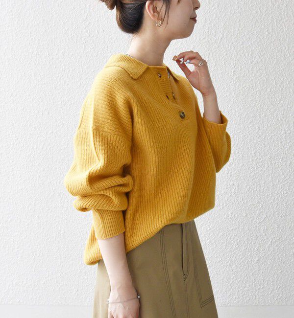 SHIPS any「SHIPS any:〈手洗い可能〉AQUA カシミヤ ミックス ポロ ニット」|ニット・セーター|