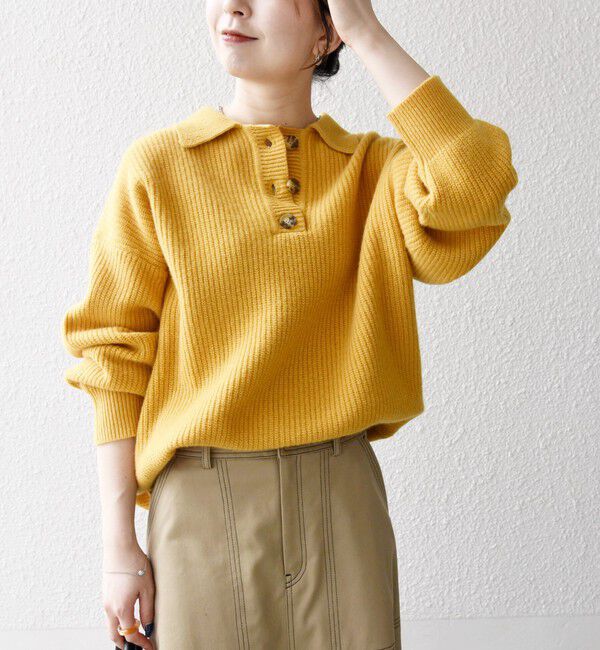 SHIPS any「SHIPS any:〈手洗い可能〉AQUA カシミヤ ミックス ポロ ニット」|ニット・セーター|