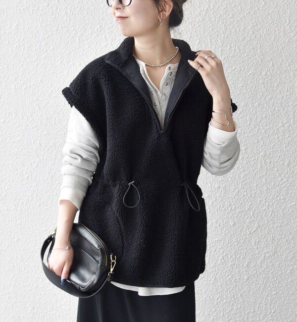 SHIPS any「SHIPS any:〈洗濯機可能〉ボア フリース スタンド ベスト」|ダウンベスト・ベスト|