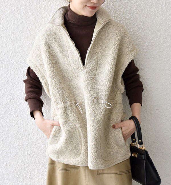 SHIPS any「SHIPS any:〈洗濯機可能〉ボア フリース スタンド ベスト」|ダウンベスト・ベスト|