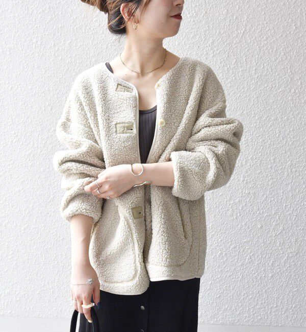 SHIPS any「SHIPS any:〈洗濯機可能〉ボア フリース 2WAY フーディー ブルゾン」|ブルゾン・スタジャン|