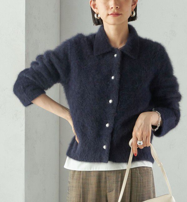 SHIPS for women「杢 フォックス カシミヤ ポロ ニット カーディガン」|カーディガン|ネイビー