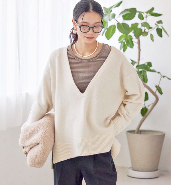 SHIPS for women「〈手洗い可能〉ウール カシミヤ Vネック プルオーバー」|ニット・セーター|