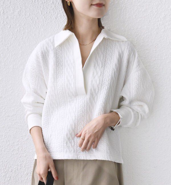 SHIPS for women「【WEB限定】〈手洗い可能〉ケーブル ジャージー ポロ プルオーバー」|Tシャツ・カットソー|
