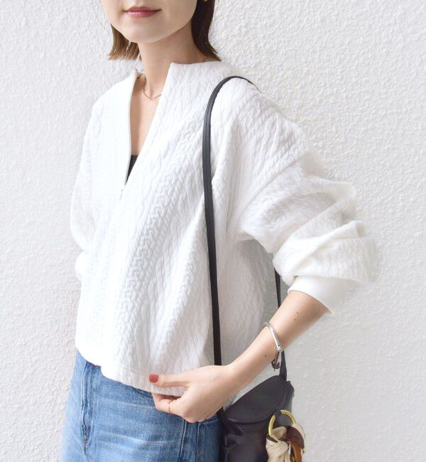 SHIPS for women「〈手洗い可能〉ケーブル ジャージー スキッパー プルオーバー」|Tシャツ・カットソー|