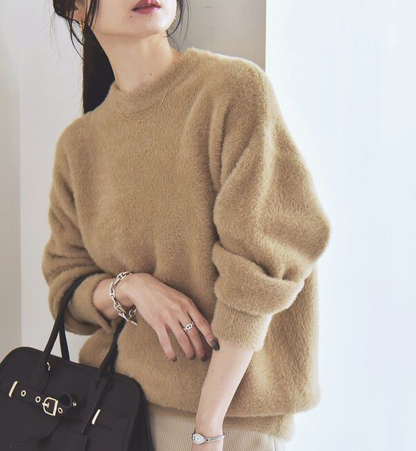 quaranciel「quaranciel:〈手洗い可能〉ファーライク クルーネック ニット プルオーバー」|ニット・セーター|