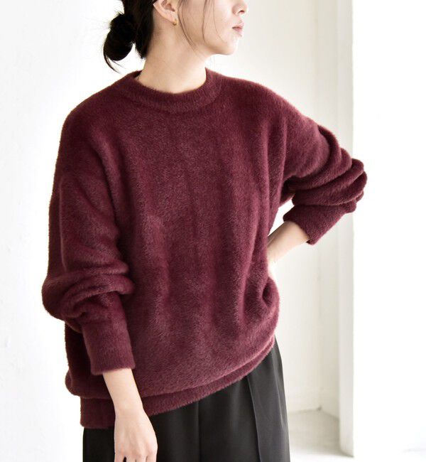 quaranciel「quaranciel:〈手洗い可能〉ファーライク クルーネック ニット プルオーバー」|ニット・セーター|