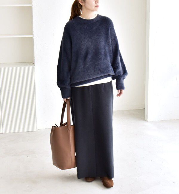 quaranciel「quaranciel:〈手洗い可能〉ファーライク クルーネック ニット プルオーバー」|ニット・セーター|