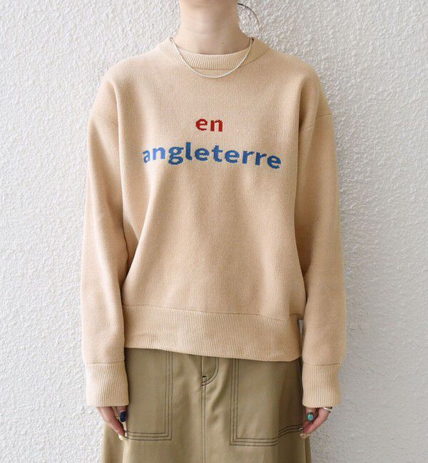 SHIPS any「SHIPS any:〈手洗い可能〉モールヤーン クルーネック ロゴ 千鳥柄 プルオーバー」|ニット・セーター|