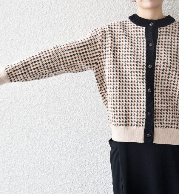 SHIPS any「《一部追加予約》SHIPS any:〈手洗い可能〉モールヤーン クルーネック 千鳥柄 カーディガン」|カーディガン|