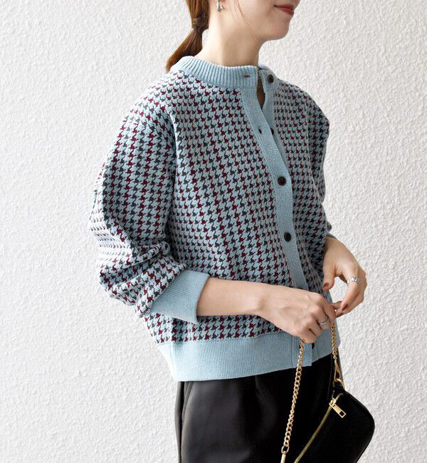 SHIPS any「《一部追加予約》SHIPS any:〈手洗い可能〉モールヤーン クルーネック 千鳥柄 カーディガン」|カーディガン|