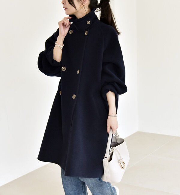 quaranciel「《一部追加予約》quaranciel: リバー スタンド & テーラード ダブルブレスト Aライン コート」|その他|