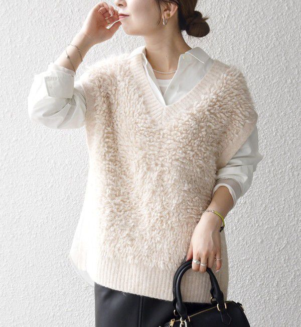 SHIPS any「SHIPS any: ループ ニット Vネック ベスト」|ベスト・ジレ|