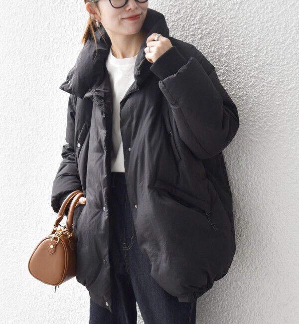 SHIPS any「SHIPS any: ナイロン スタンドカラー ダウン コクーン コート」|ダウン|