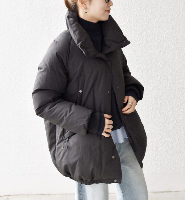 SHIPS any「SHIPS any: ナイロン スタンドカラー ダウン コクーン コート」|ダウン|