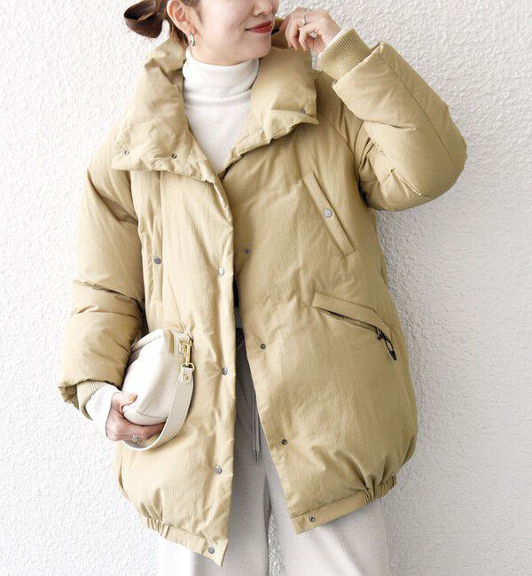 SHIPS any「SHIPS any: ナイロン スタンドカラー ダウン コクーン コート」|ダウン|