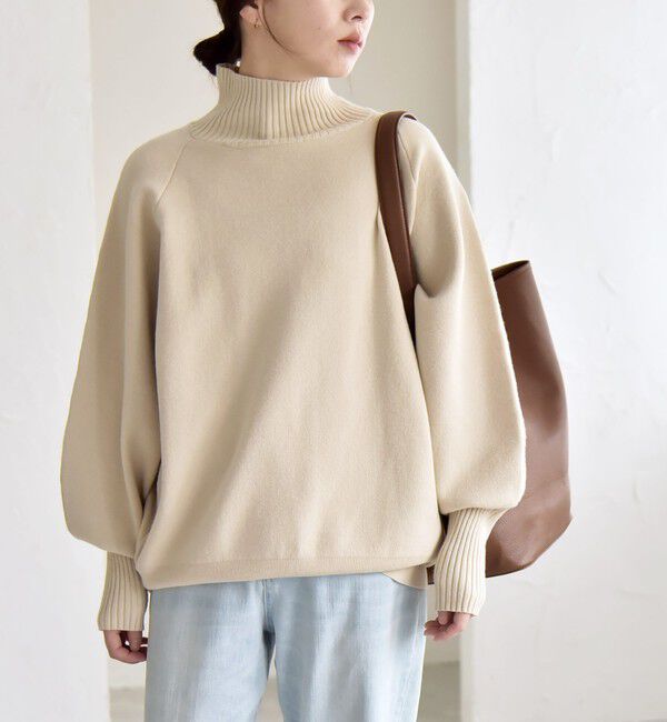 quaranciel「quaranciel:〈洗濯機可能〉タートルネック ラグラン ロングリブ ニット プルオーバー」|ニット・セーター|