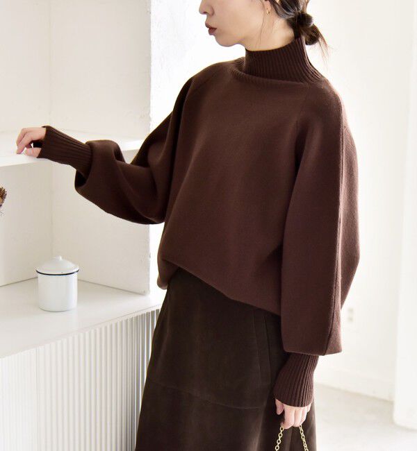 quaranciel「quaranciel:〈洗濯機可能〉タートルネック ラグラン ロングリブ ニット プルオーバー」|ニット・セーター|