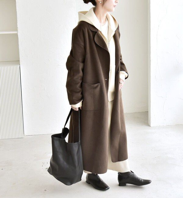 quaranciel「quaranciel: ダブル パイル ニット ロング チェスター コート」|チェスターコート|