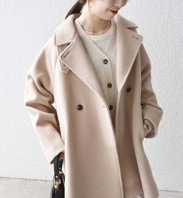 SHIPS any「【WEB限定】SHIPS any: PURE WOOL スタンド & テーラード ハーフ コート」|その他|ベージュ