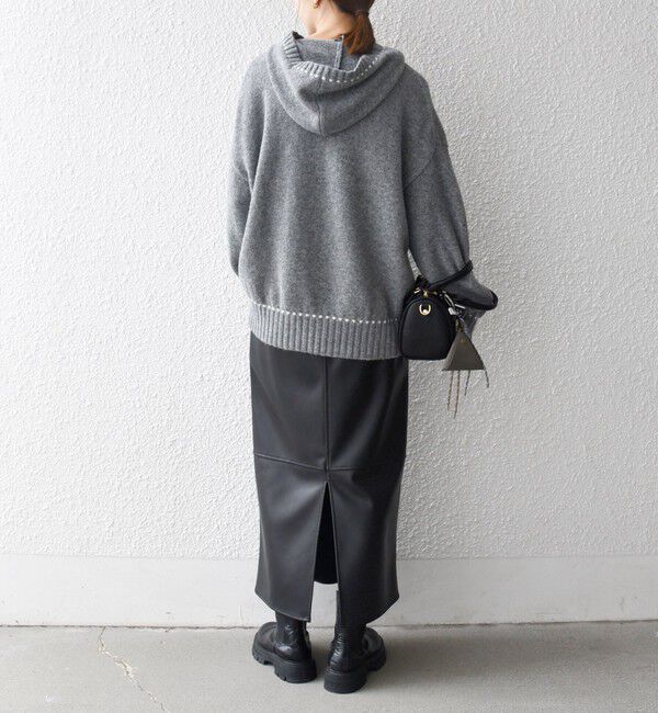 SHIPS any「SHIPS any:〈手洗い可能〉ステッチ デザイン フーディー ルーズ ニット」|ニット・セーター|