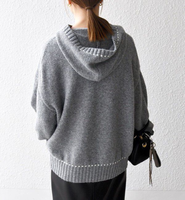 SHIPS any「SHIPS any:〈手洗い可能〉ステッチ デザイン フーディー ルーズ ニット」|ニット・セーター|